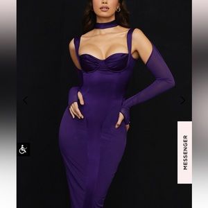 House of CB | TALIKA | GRAPE/PURPLE CORSET MIDI DRESS - Plus Cup